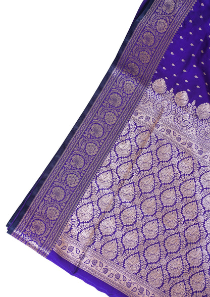 Royal Purple Banarasi Upada Satin Silk buti Saree