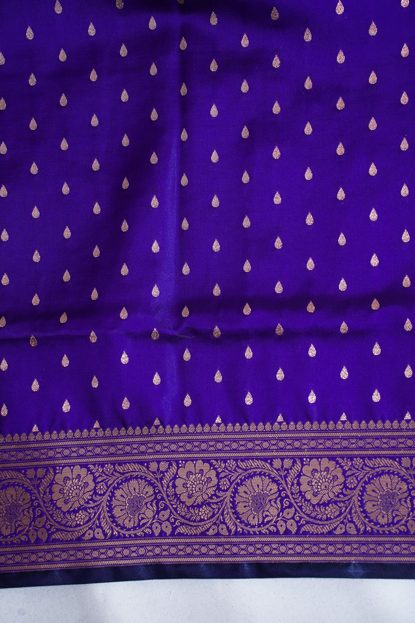 Royal Purple Banarasi Upada Satin Silk buti Saree