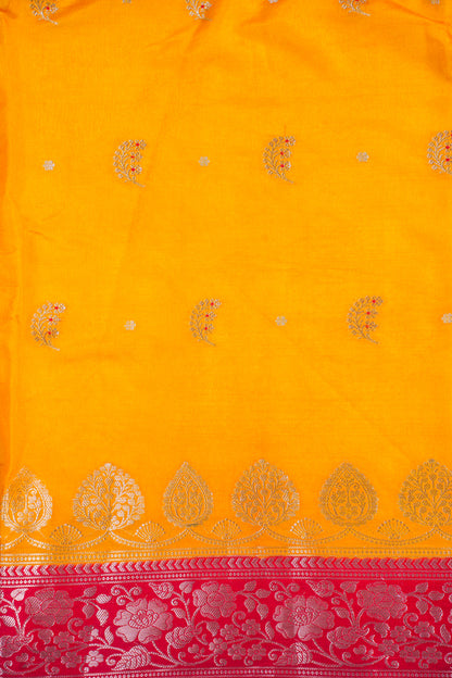 Mustard Yellow Handloom Banarasi Matka Silk Saree