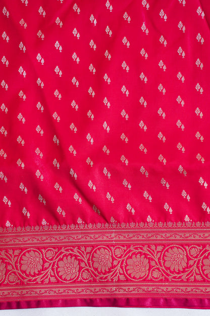 Rani Pink Banarasi Upada Satin Silk Saree