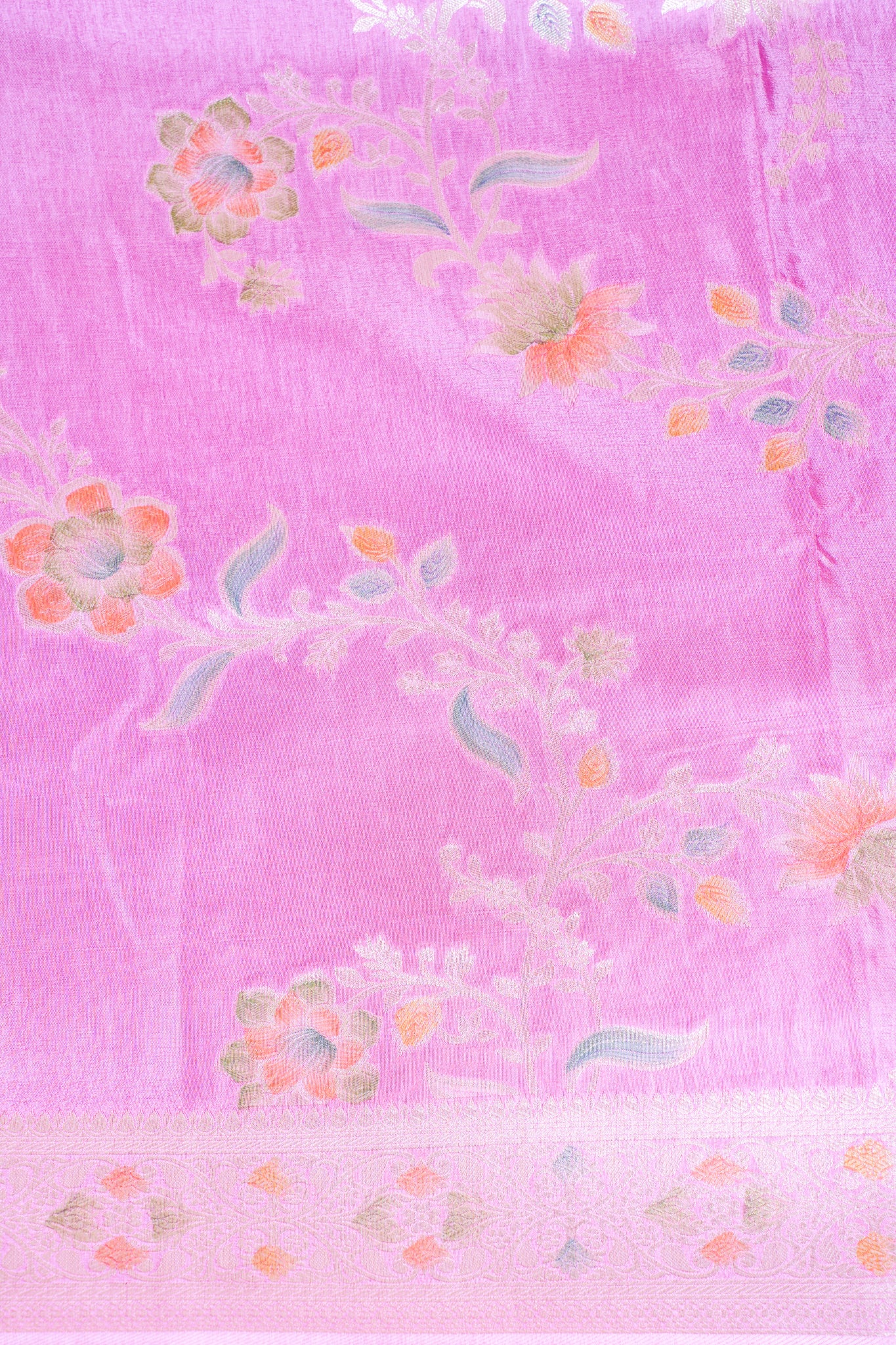 Baby Pink Chinya Silk Minakari Jaal Saree