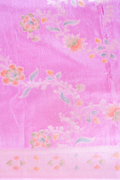 Baby Pink Chinya Silk Minakari Jaal Saree
