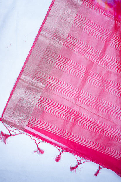 Multicolor pink Organza Badal Print Saree
