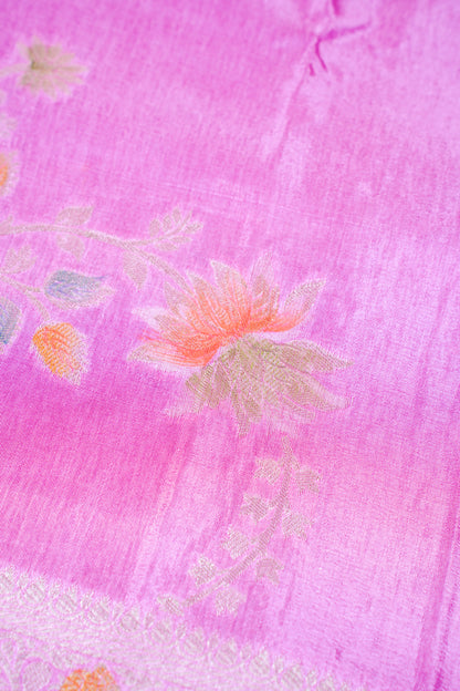 Baby Pink Chinya Silk Minakari Jaal Saree