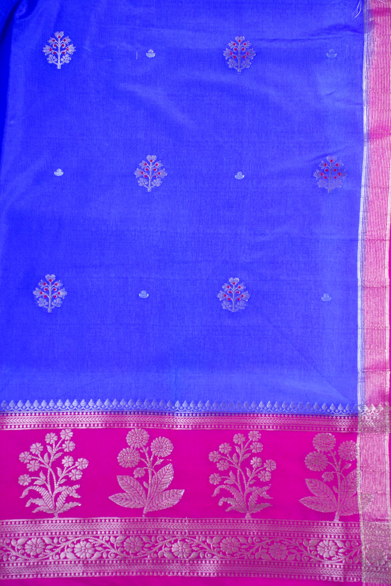 Royal Blue Handloom Banarasi Matka Silk Saree