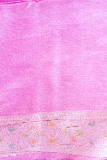 Baby Pink Chinya Silk Minakari Jaal Saree