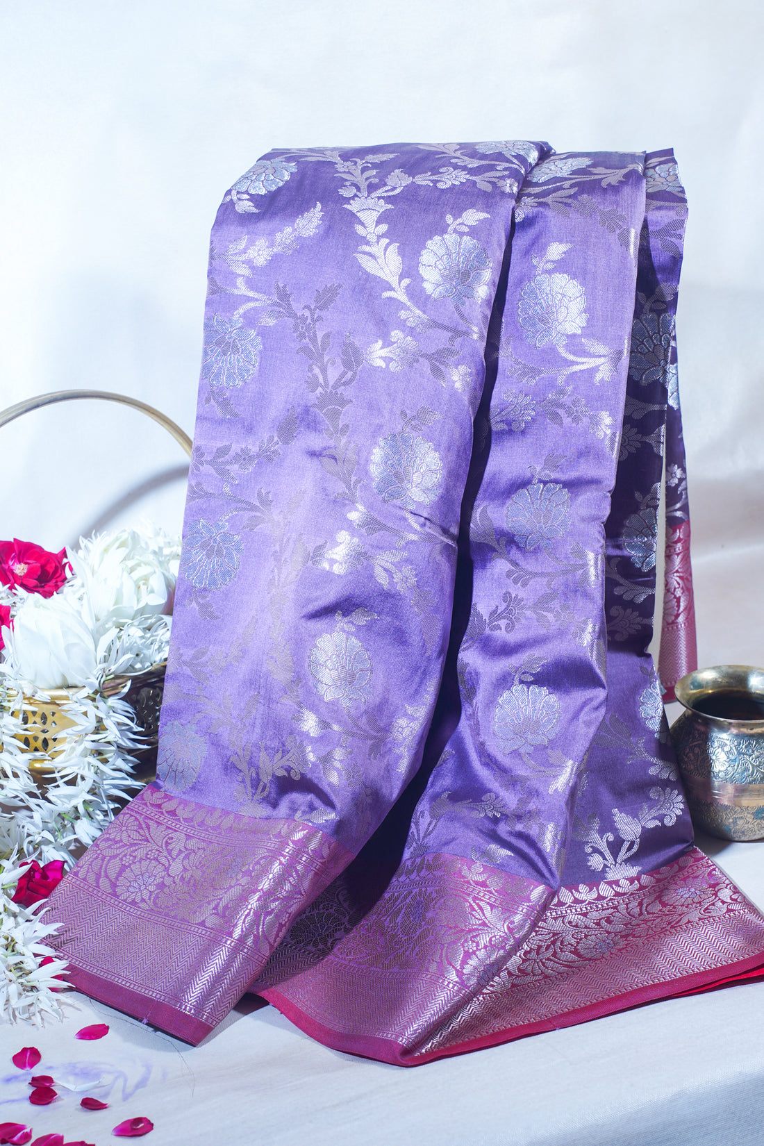 Purple Banarasi Katan Alfi Jaal Saree
