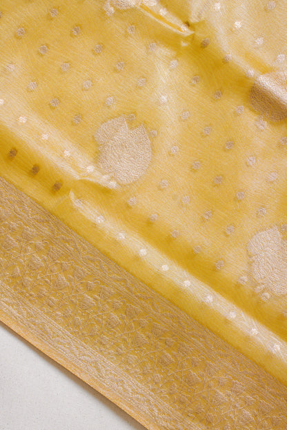 Golden Yellow Tissue Silk Saree