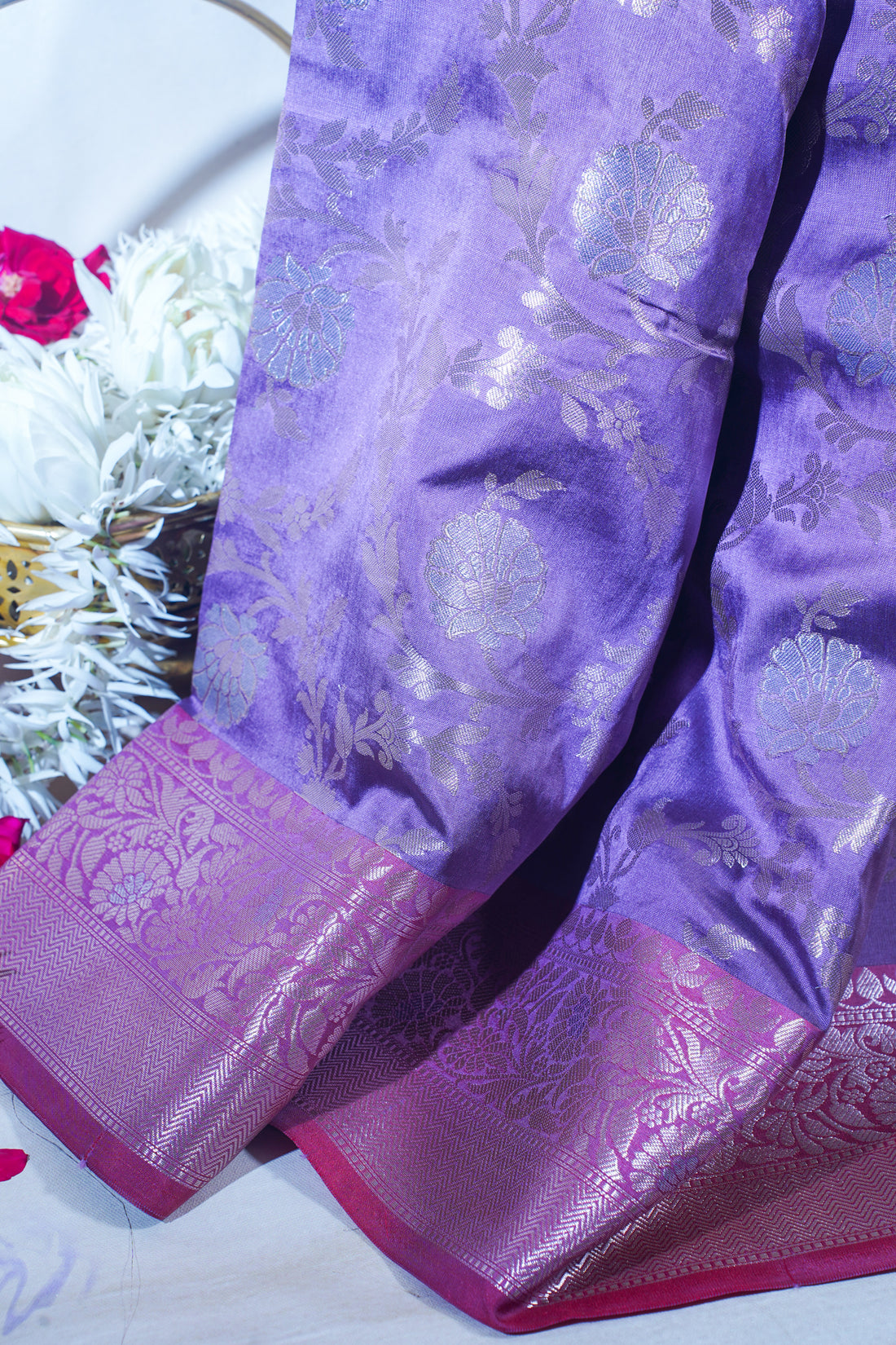 Purple Banarasi Katan Alfi Jaal Saree