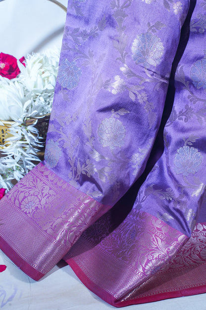 Purple Banarasi Katan Alfi Jaal Saree