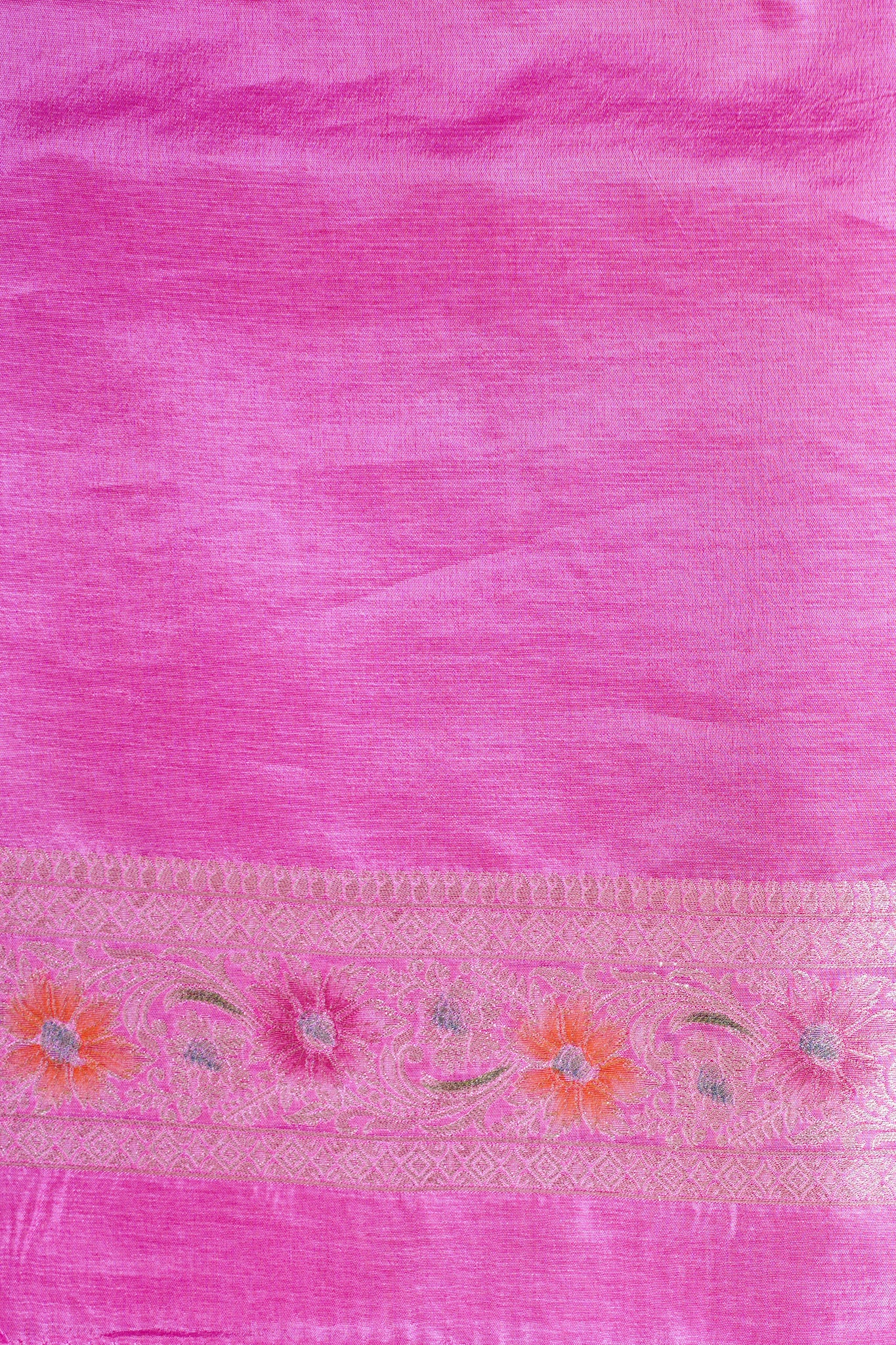 Rani Pink Chinya Silk Minakari Jaal Saree