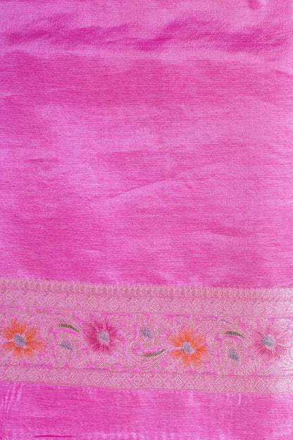 Rani Pink Chinya Silk Minakari Jaal Saree