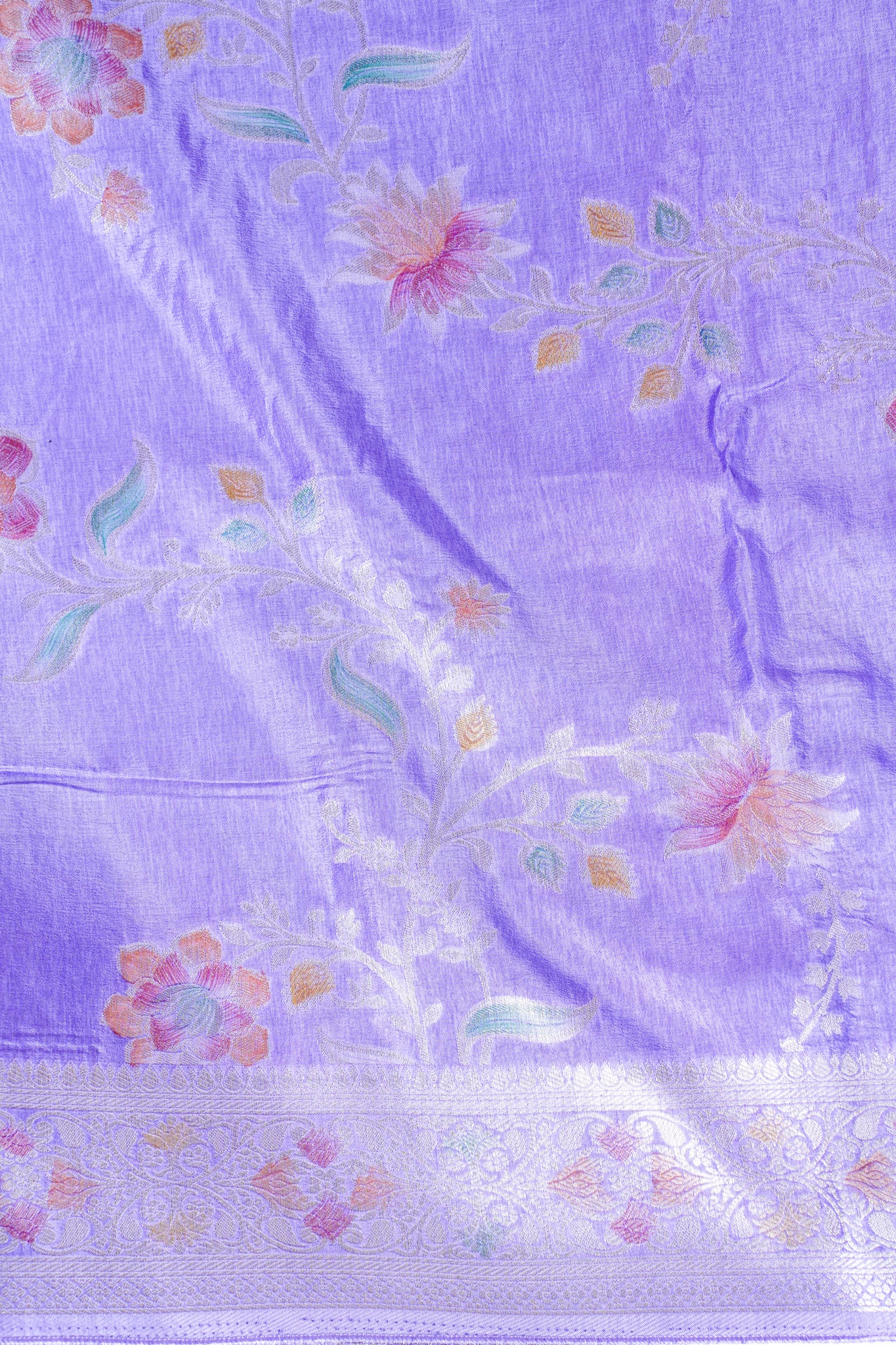 Lilac Chinya Silk Minakari Jaal Saree