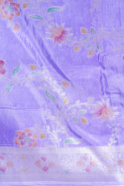 Lilac Chinya Silk Minakari Jaal Saree