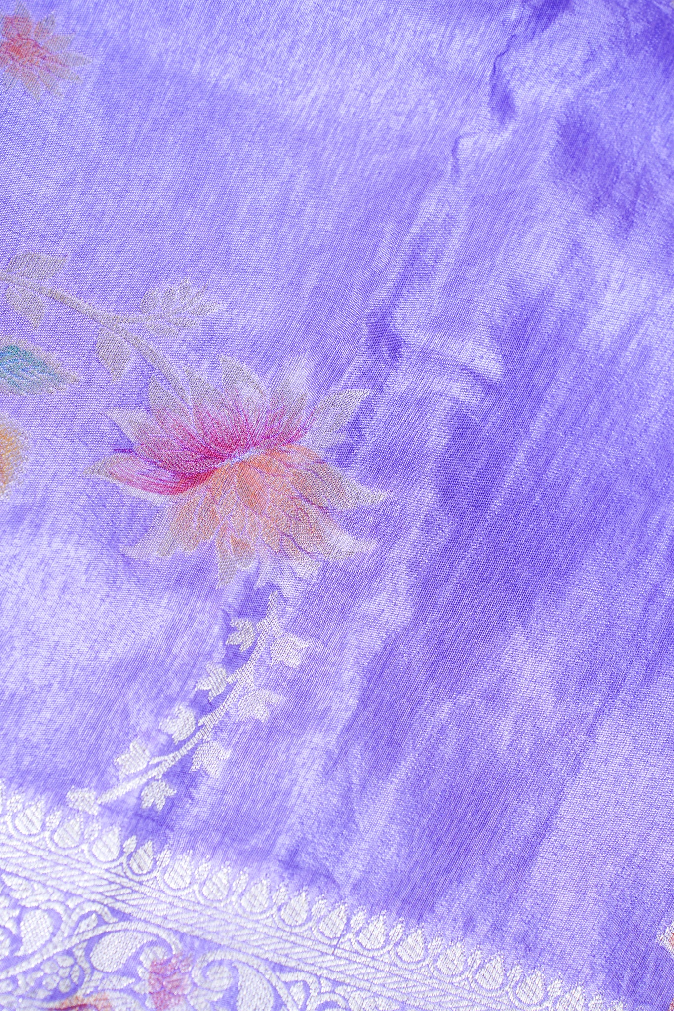 Lilac Chinya Silk Minakari Jaal Saree