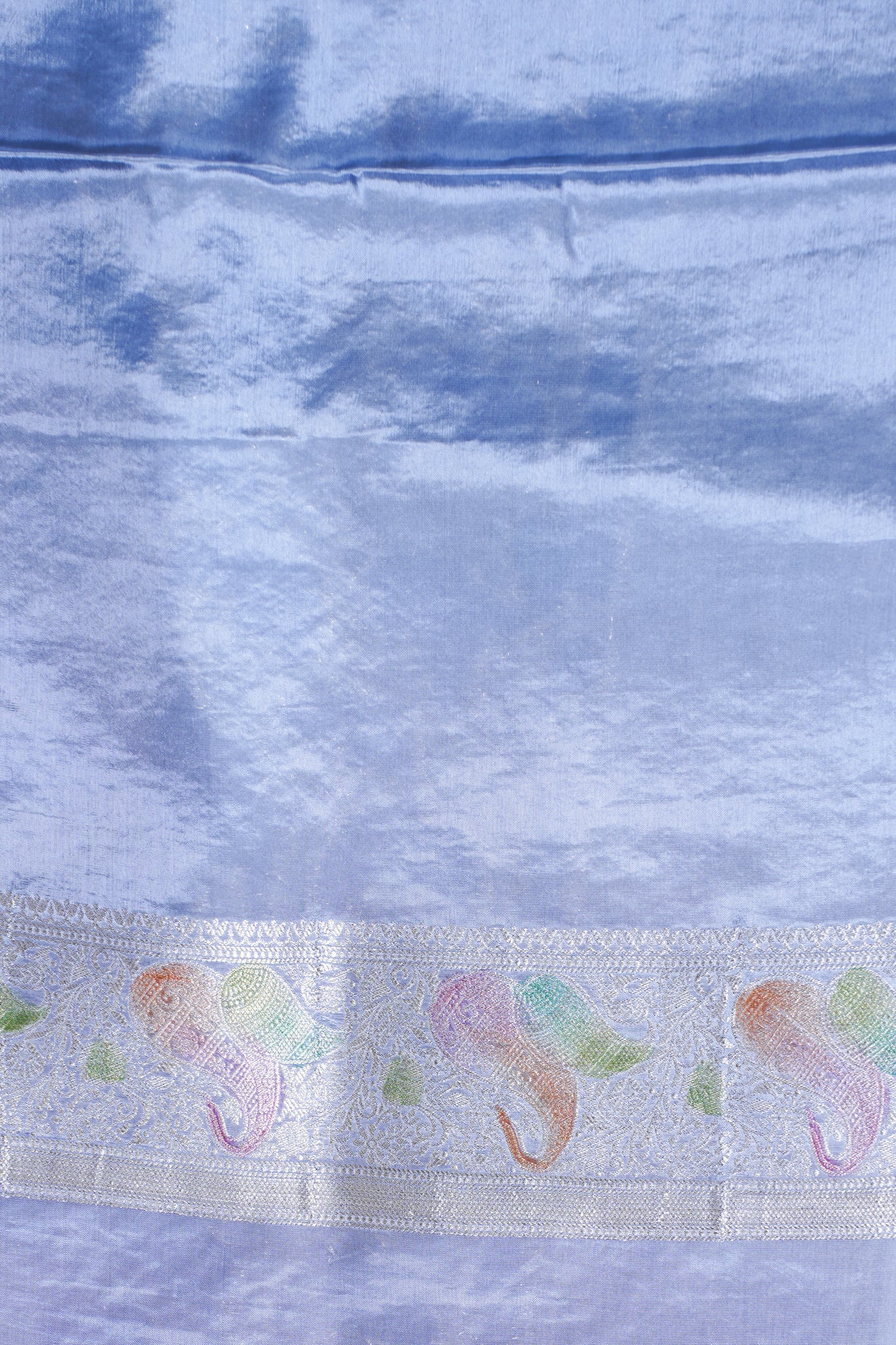 Powder Blue Chinnon Silk Minakari Jaal Saree