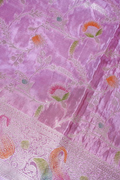 Dusty Rose Chinnon Silk Minakari Jaal Saree