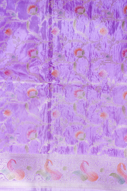 Lavender Chinnon Silk Minakari Jaal Saree