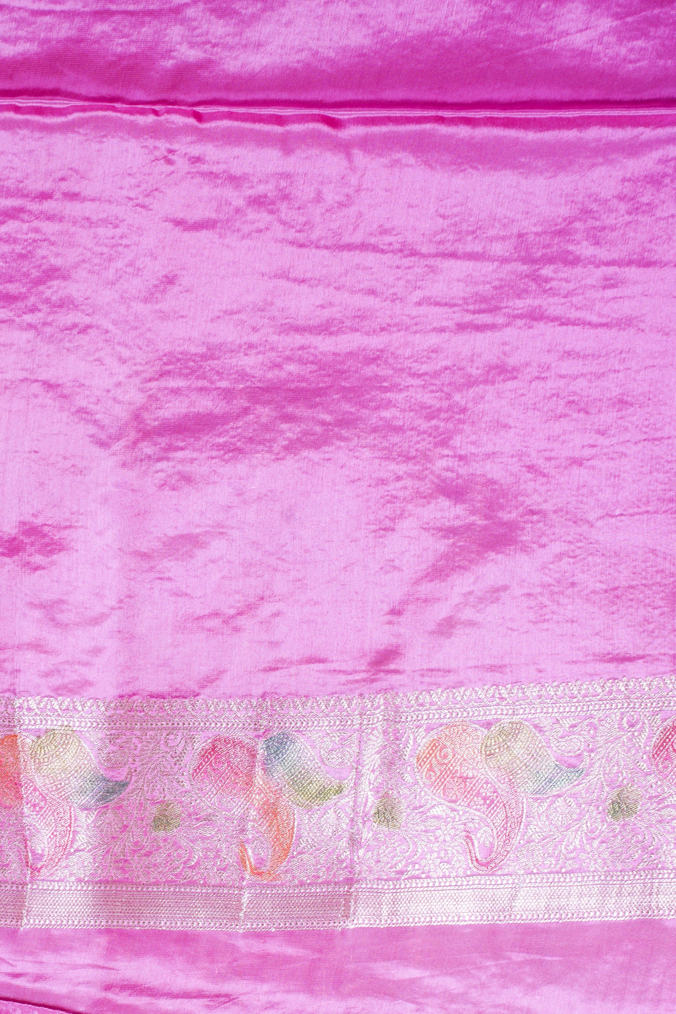 Rani Pink Chinnon Silk Minakari Jaal Saree