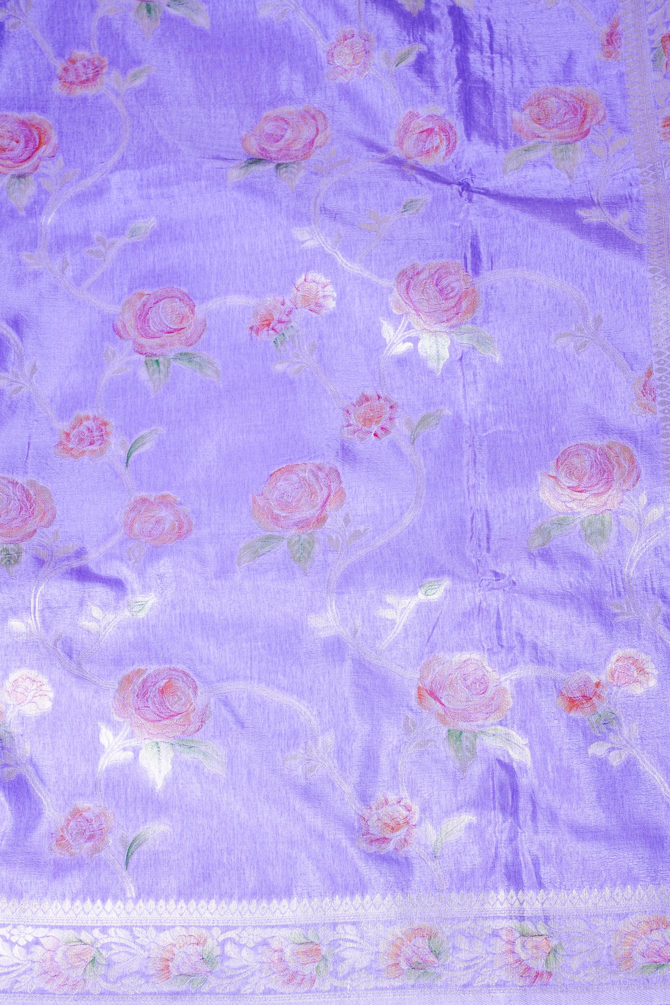 Lavender Rose Chinya Silk Minakari Jaal Saree