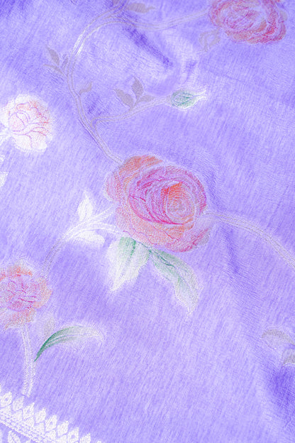 Lavender Rose Chinya Silk Minakari Jaal Saree