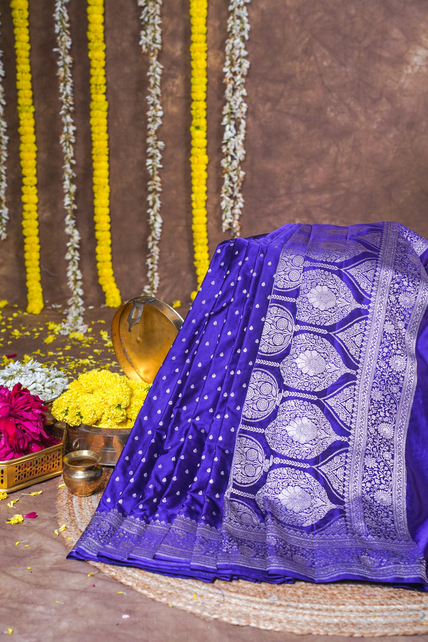Royal Blue Banarasi Mashru Katan Silk Saree