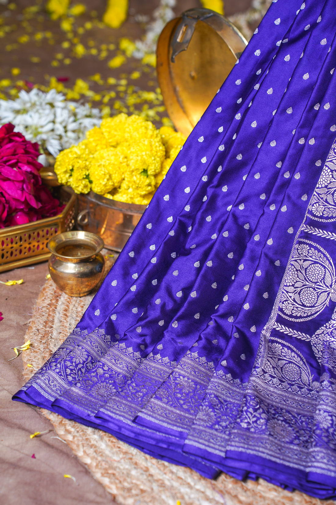 Royal Blue Banarasi Mashru Katan Silk Saree