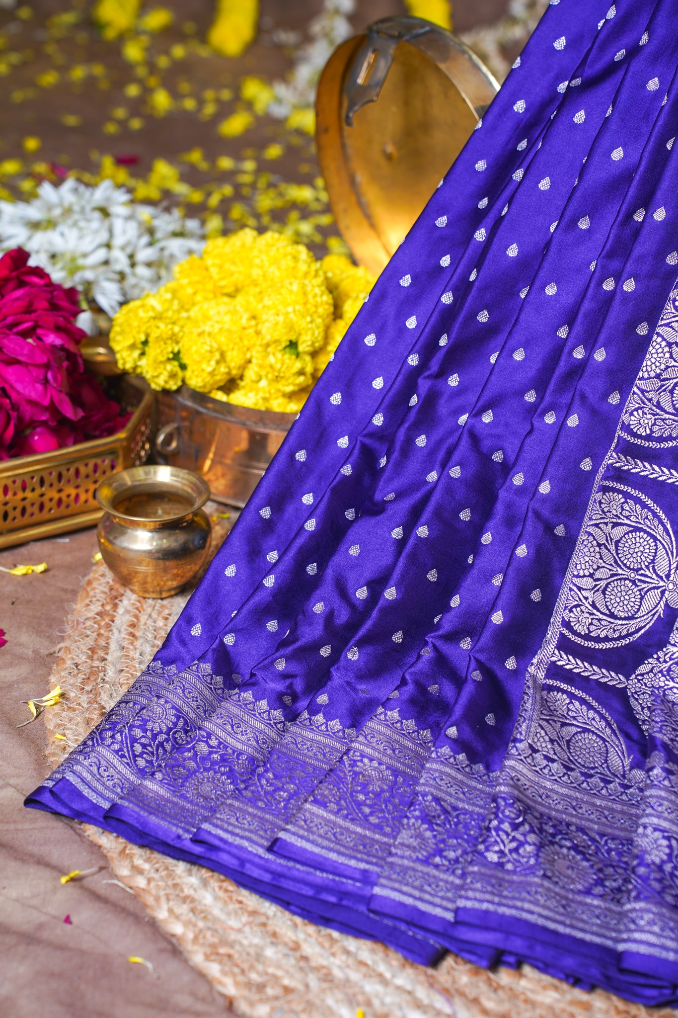 Royal Blue Banarasi Mashru Katan Silk Saree