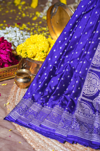 Royal Blue Banarasi Mashru Katan Silk Saree