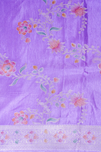 Lavender Chinya Silk Minakari Jaal Saree