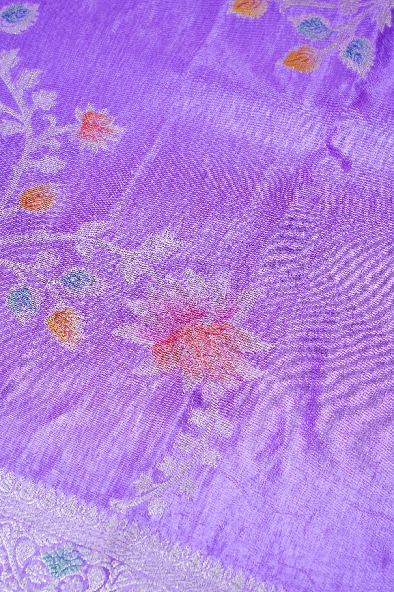 Lavender Chinya Silk Minakari Jaal Saree