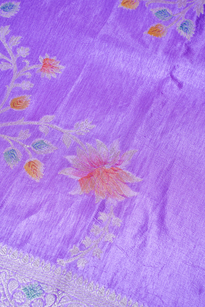 Lavender Chinya Silk Minakari Jaal Saree