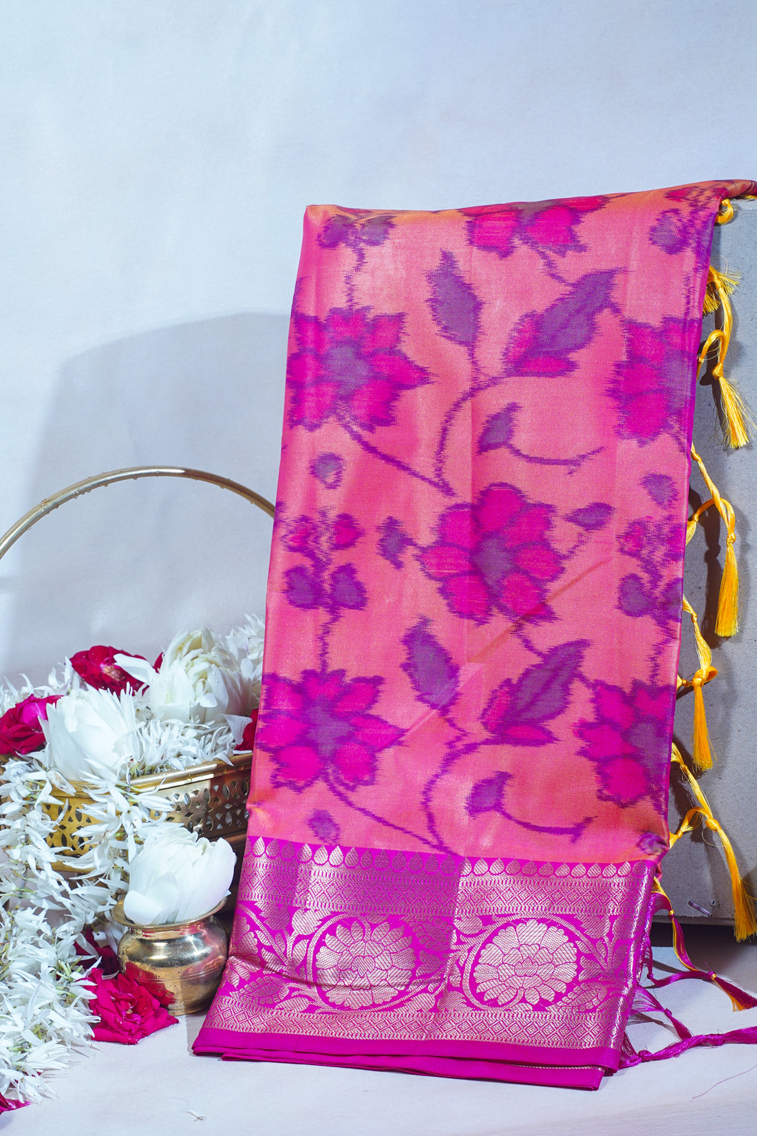 Peach Banarasi Pothampalli Saree