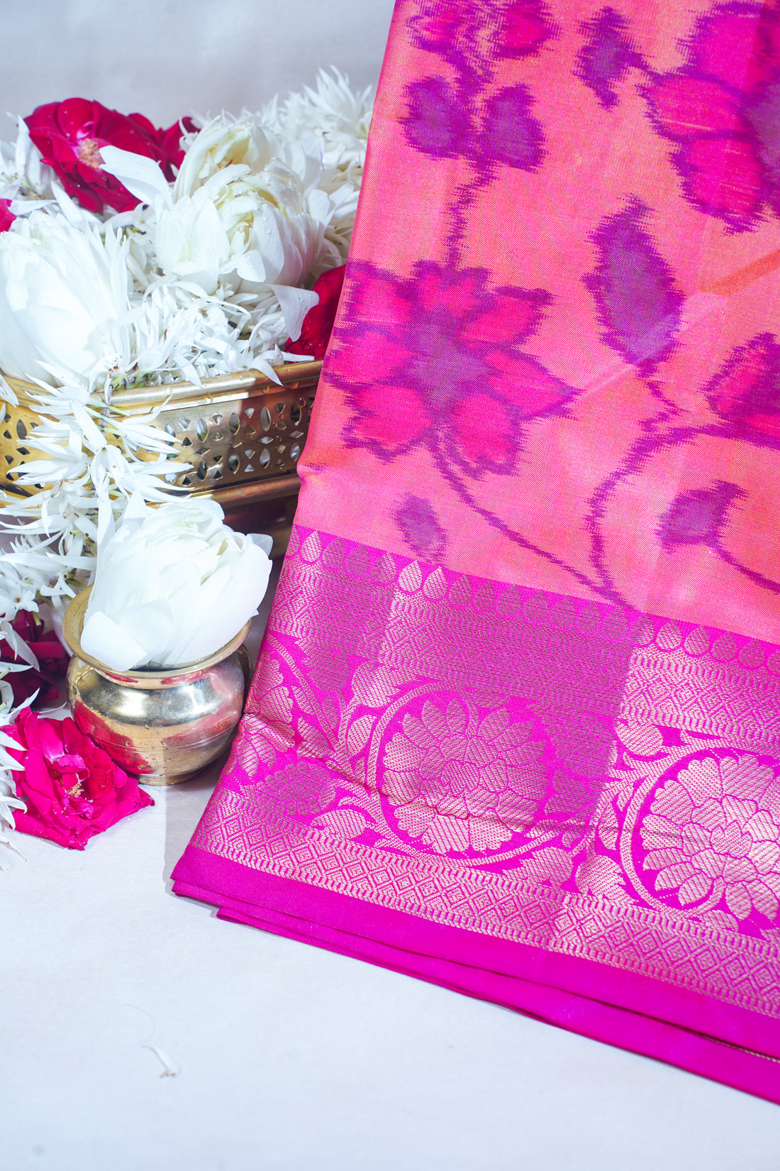 Peach Banarasi Pothampalli Saree
