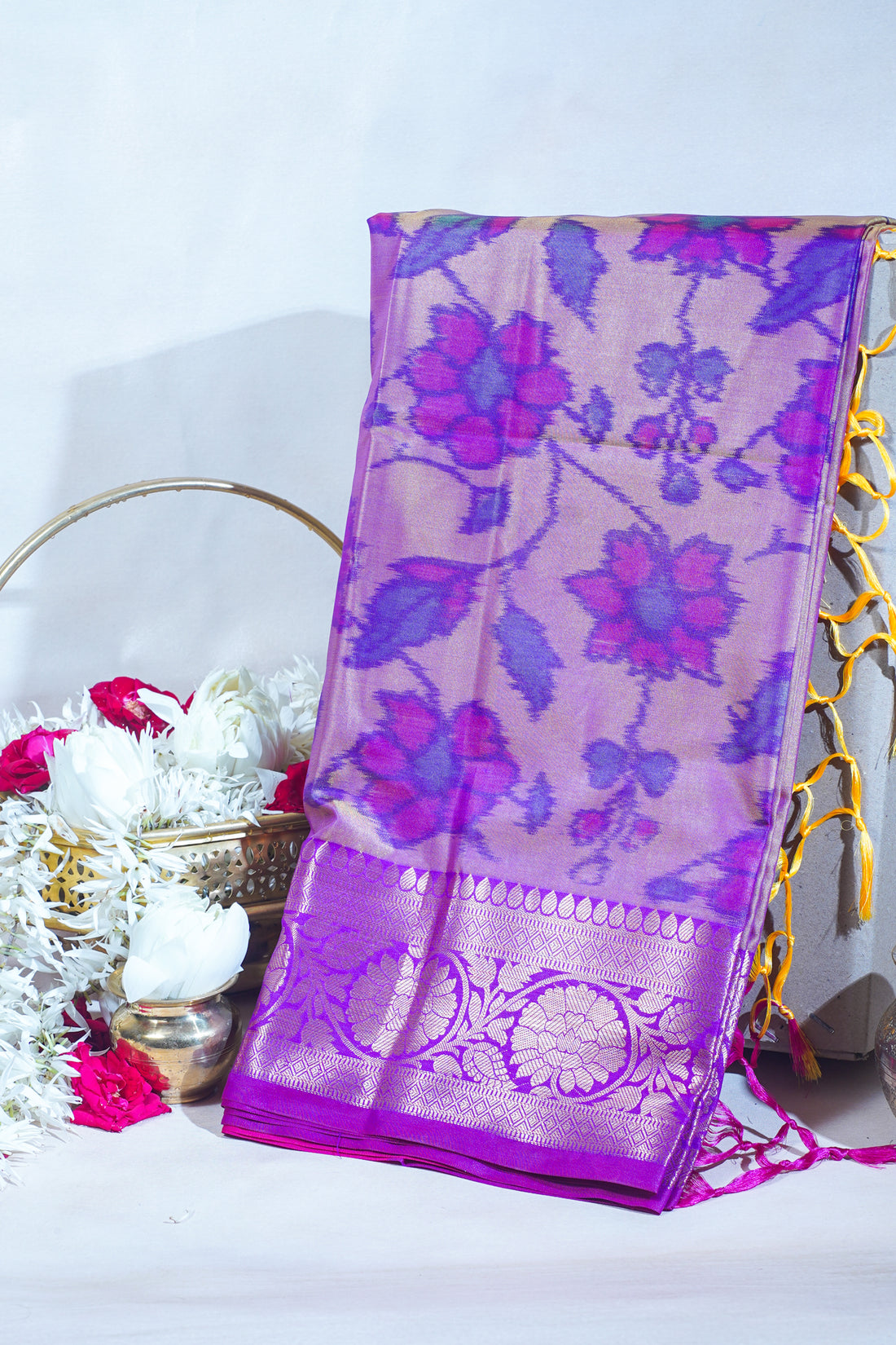 Violet Banarasi Pothampalli Saree