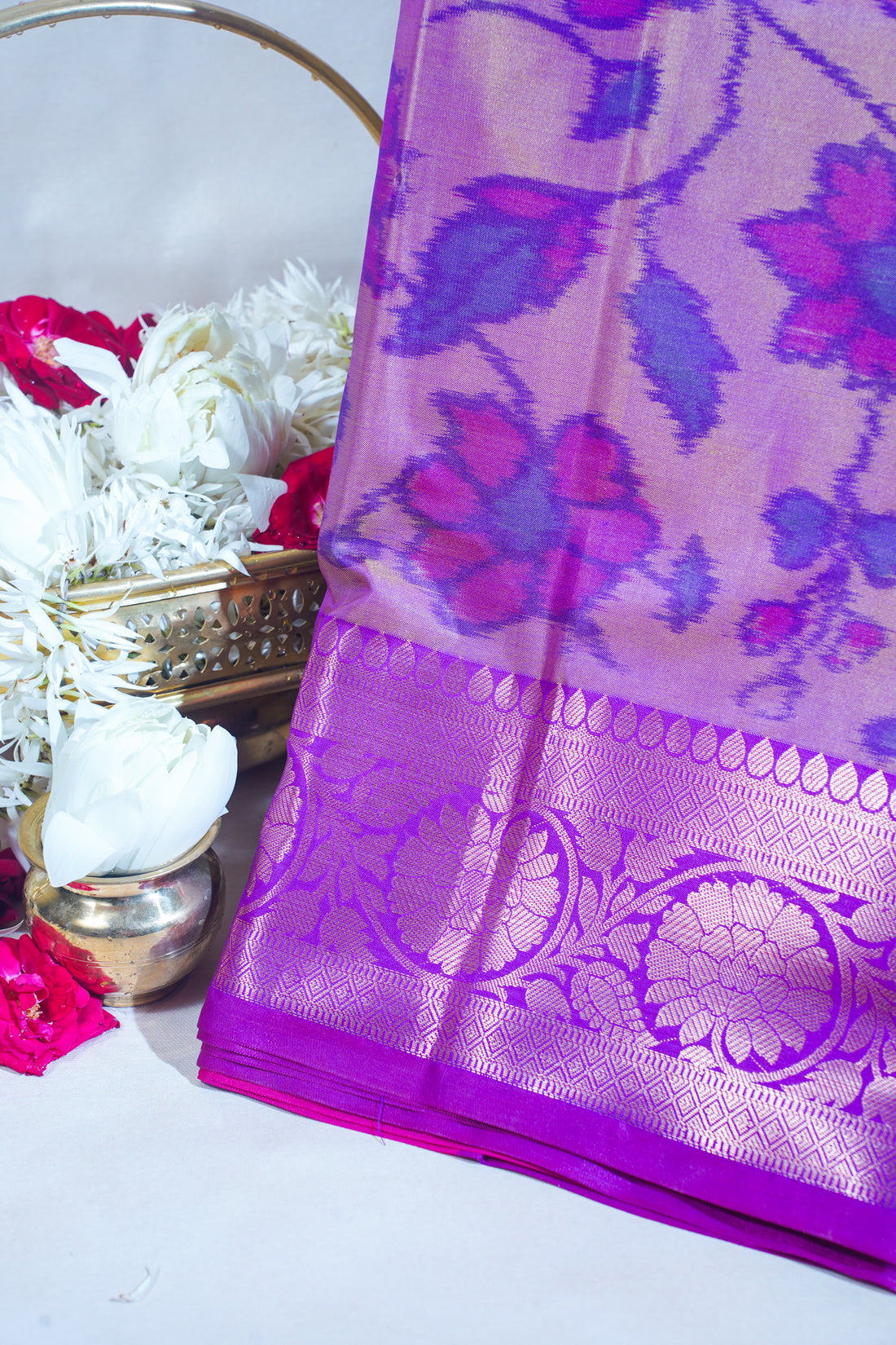 Violet Banarasi Pothampalli Saree