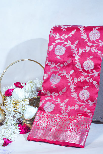 Red Banarasi Katan Alfi Jaal Saree