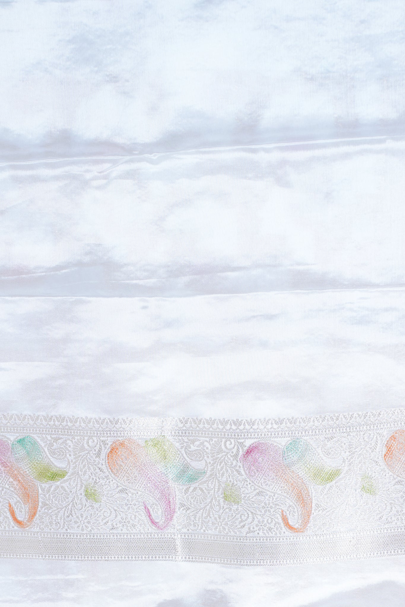 White Chinnon Silk Minakari Jaal Saree