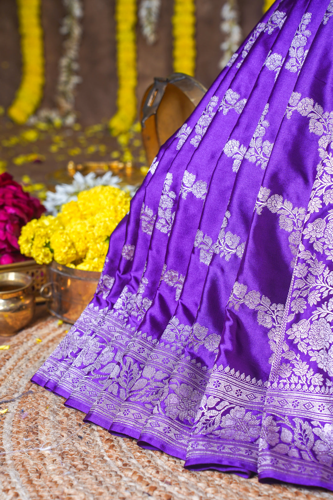 Royal Purple Banarasi Mashru Katan Silk Saree