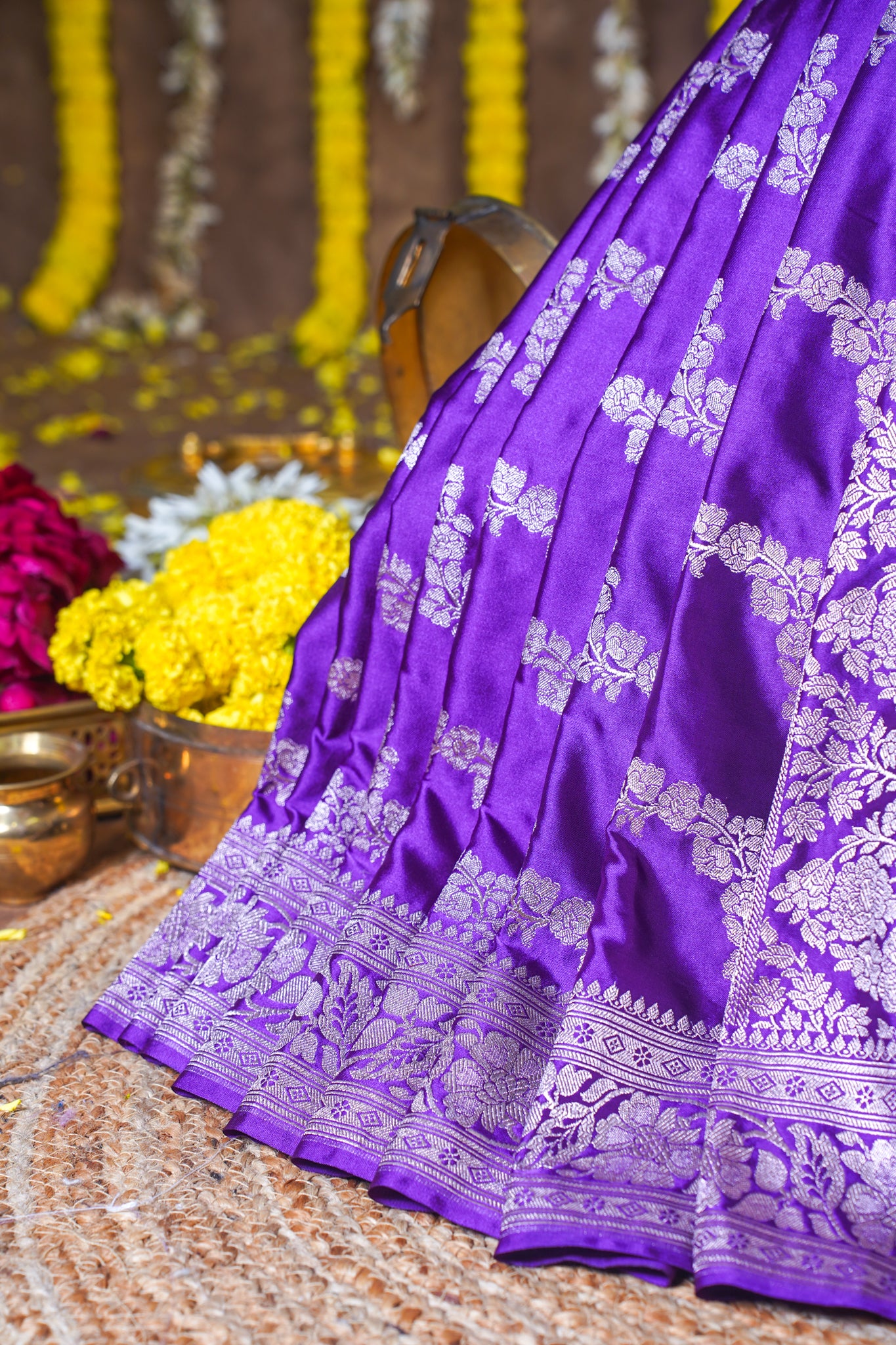 Royal Purple Banarasi Mashru Katan Silk Saree