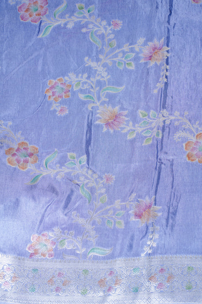 Periwinkle Blue Chinya Silk Minakari Jaal Saree