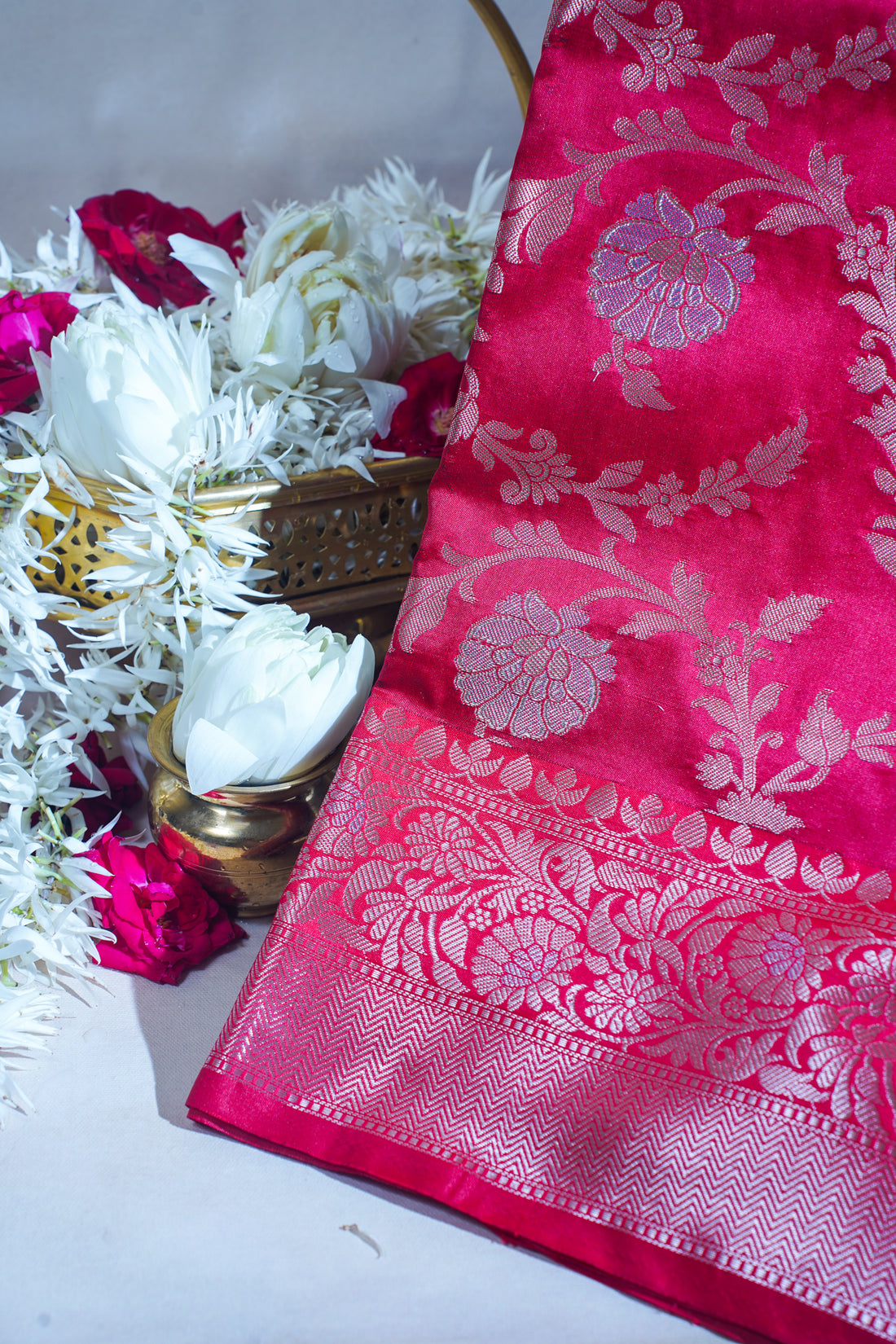 Red Banarasi Katan Alfi Jaal Saree