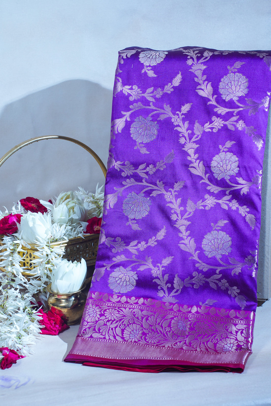 Purple Banarasi Katan Alfi Jaal Saree