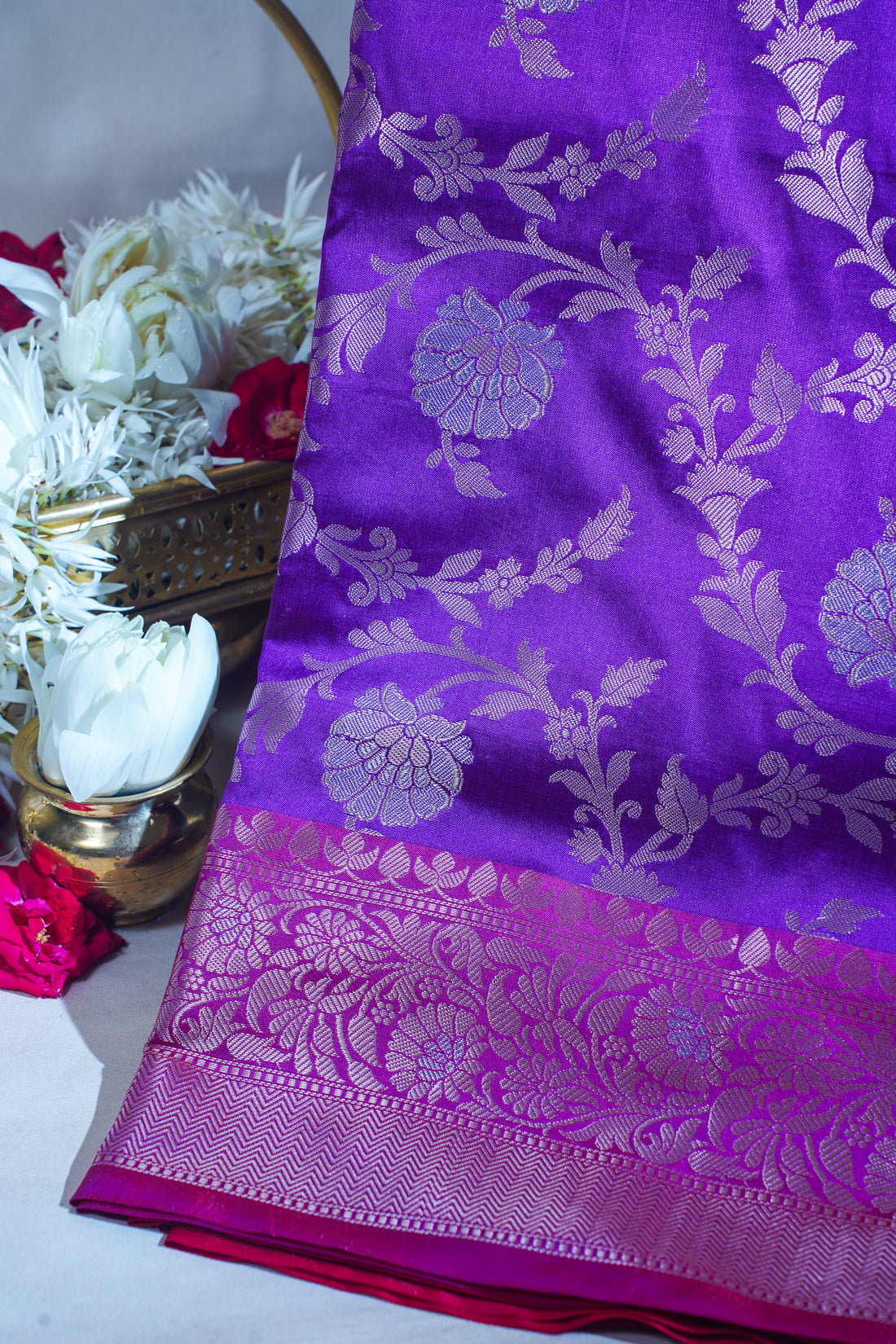 Purple Banarasi Katan Alfi Jaal Saree