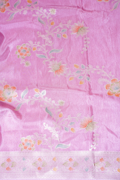 Orchid Pink Chinya Silk Minakari Jaal Saree