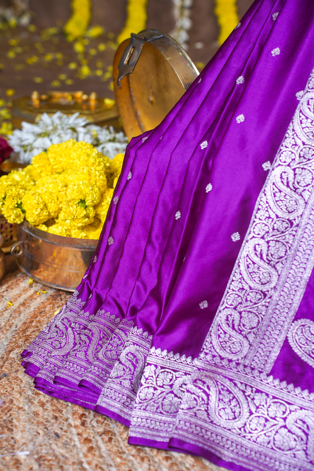 Royal Purple Banarasi Mashru Katan silk saree