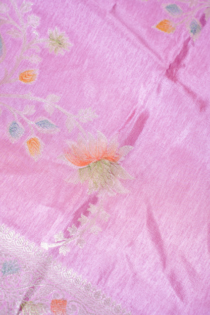 Orchid Pink Chinya Silk Minakari Jaal Saree