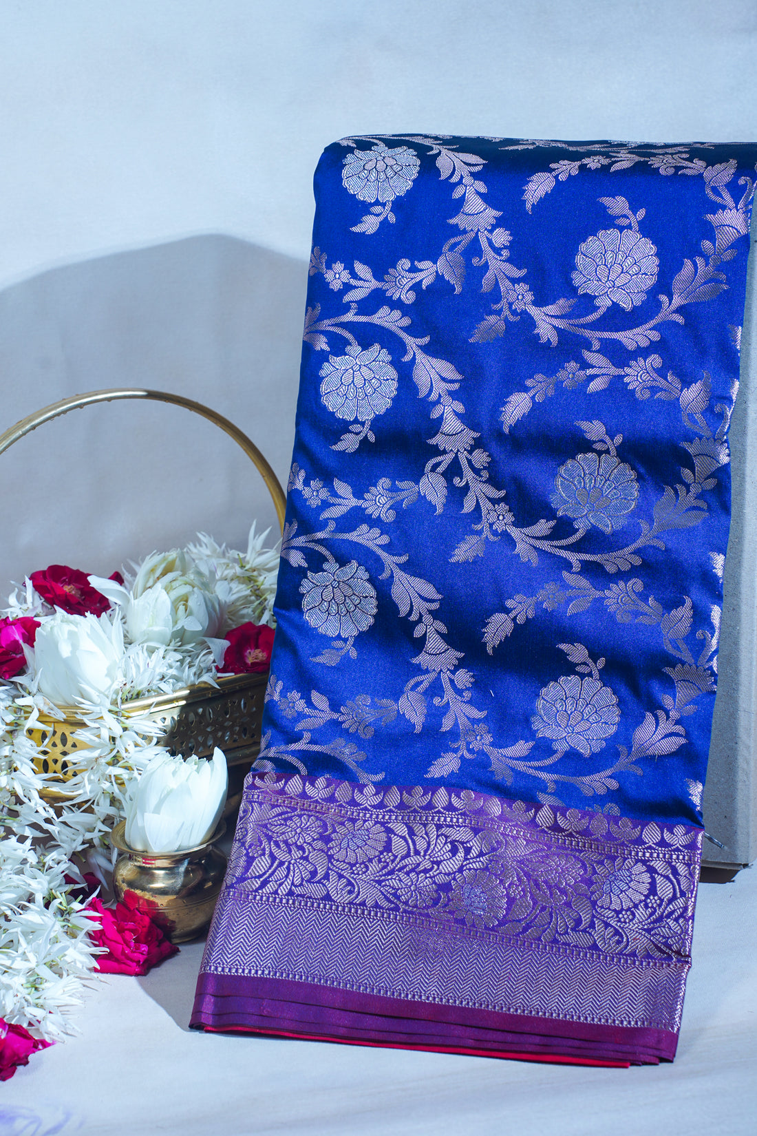 Royal Blue Banarasi Katan Alfi Jaal Saree