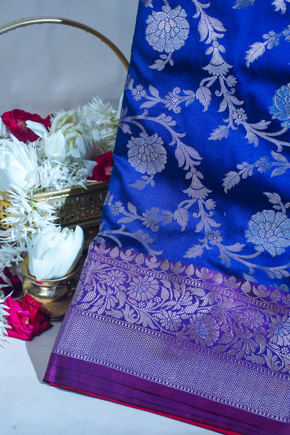 Royal Blue Banarasi Katan Alfi Jaal Saree