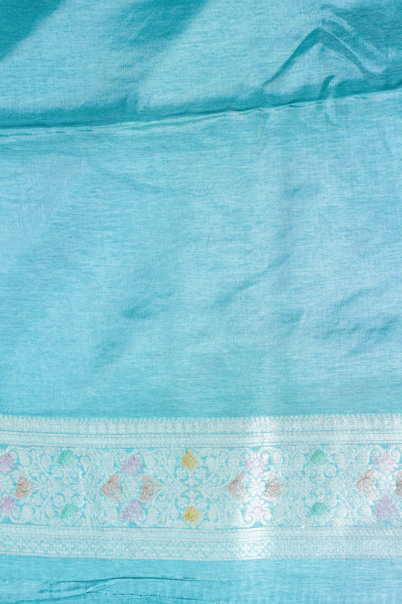 Aqua Blue Chinya Silk Minakari Jaal Saree